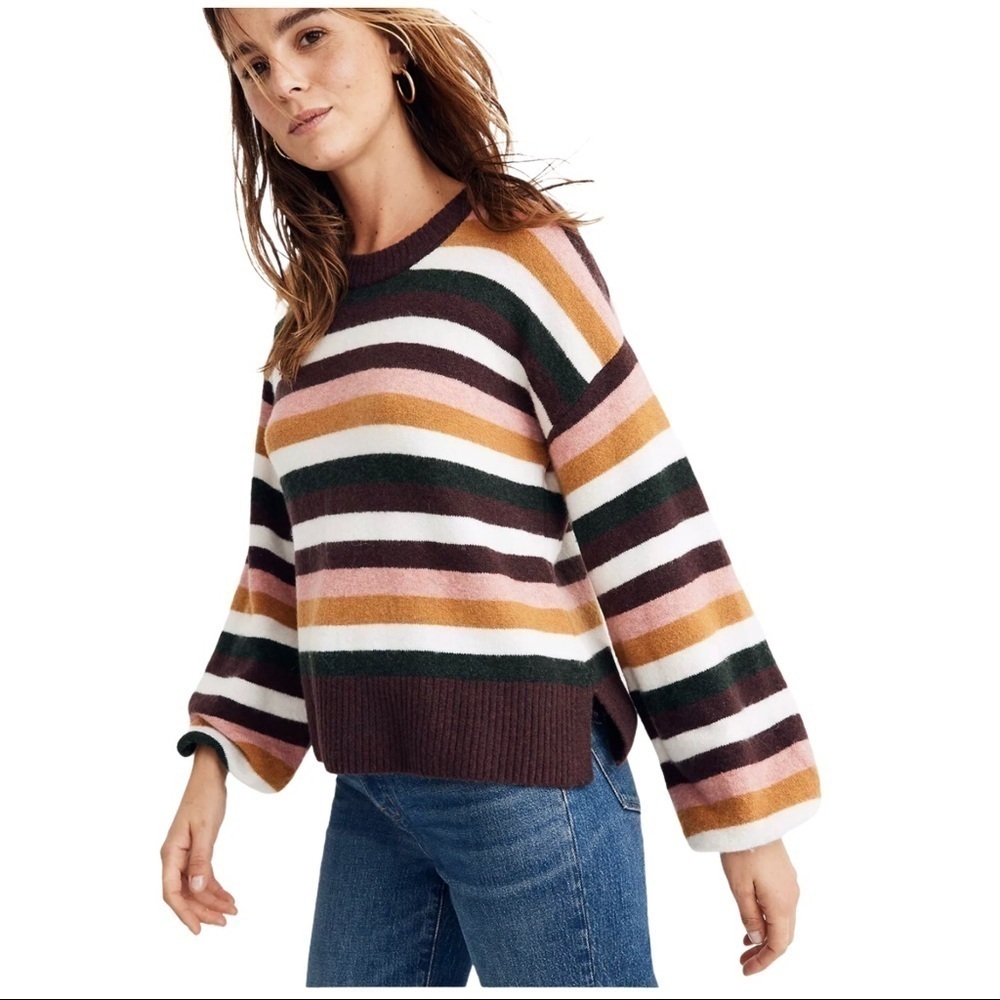 MADEWELL Puff Sleeve Sweater Size Small multicolor